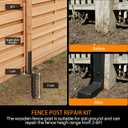 Fence Post Repair Kit Heavy Duty Thickened Steel Fence Post Anchor Ground Spike, Fence Repair Kit Quick Fix Broken/Leaning Wood Fence Posts, Wooden Fence Post Stabilizer Stakes (8 Pack, Black)