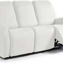TAOCOCO Recliner Sofa Slipcover, 3 Pieces Polyester Fabric Stretch Sofa Covers for 3 Seat Reclining Couch, Soft Washable Furniture Protector with Pockets (3 Seat, Milk White)