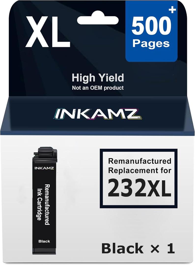 232XL Black Ink Cartridge Remanufactured Replacement for Epson 232 Black Ink Cartridge High Yield Work with XP-4200 XP-4205, WF-2930 WF-2950 Printer (1 Black)