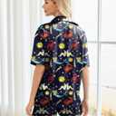 Ekouaer Pajamas for Women Silk Satin Pjs Soft Sleepwear Short Sleeve Button Down Pjs Top and Shorts 2 Piece Lounge Set S-XXL (XXL)
