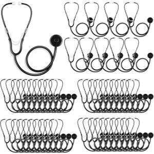 Leitee 50 Pcs Kids Stethoscope Real Working Stethoscope for School Role Play Doctor Nurse Cosplay Accessory (Black)