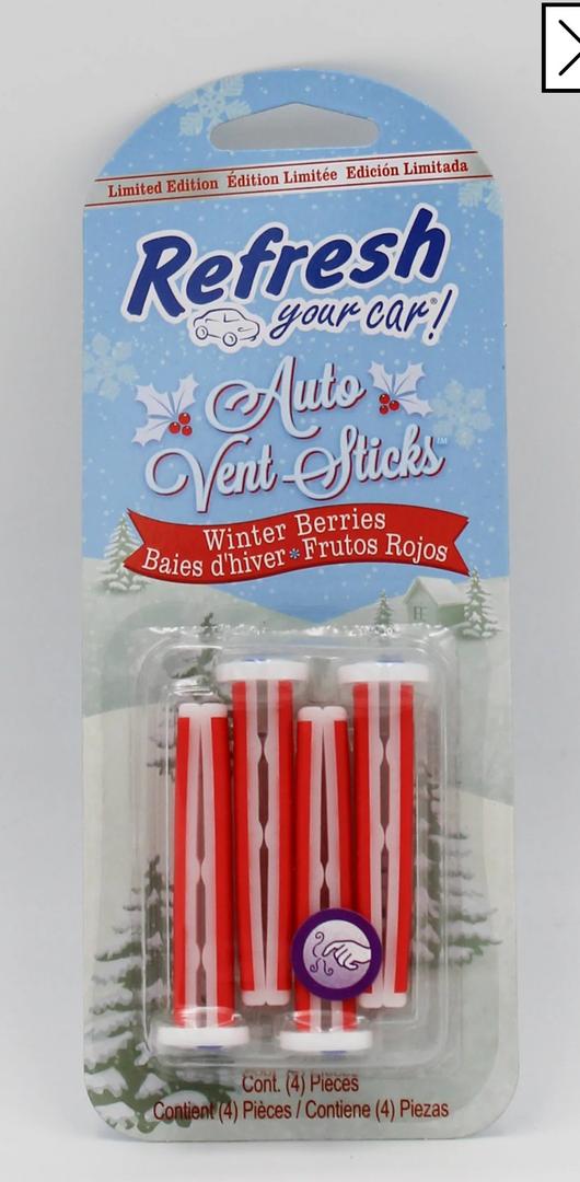 Refresh Your Car! Winter Berries Vent Sticks Car Air Freshener,(4 Pack)