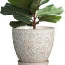 10 Inch Ceramic Planter Pot Large Plant Pot for Indoor Plants Outdoor Round Flower Pot with Drainage Hole and Saucer for Home Garden Decor White