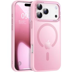 Newfuture Strong Magnetic Compatible with iPhone 17 Pro Max Case [13 FT Military Drop Protection] [Compatible with Magsafe] Translucent Matte Shockproof with Anti-Fingerprint Phone Case, Chalk Pink