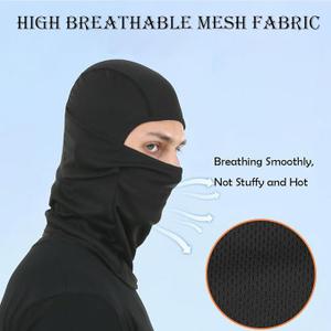 2 Pack Ski Mask for Men Balaclava Face Mask Women Summer Shiesty Masks Full Head Cover Motorcycle Helmet Sun UV Protection (Black)