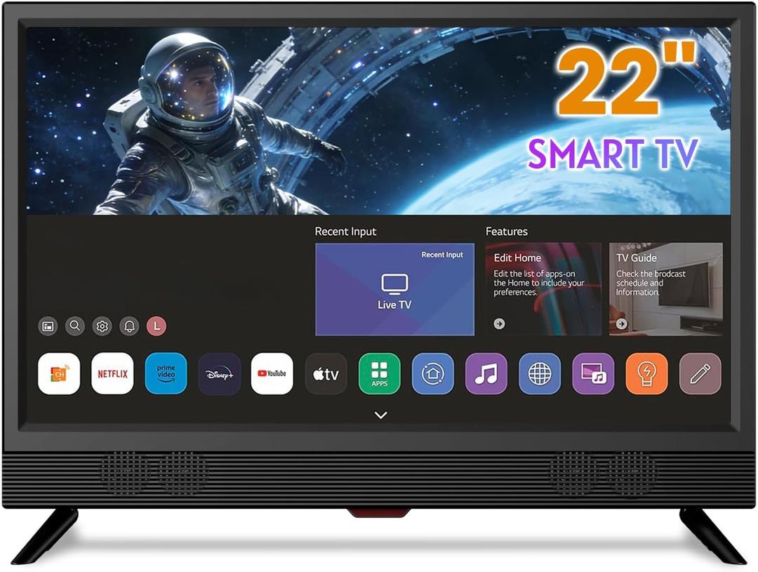 Feihe 22-inch Small Smart TV Full HD 1080p | Kitchen Smart TV, Flat Screen Television with Loud Dual Stereo Speakers, 178 Viewing & Wi/Fi (22, Inches)
