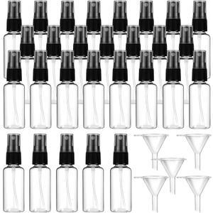 100 Pcs Mini Clear Spray Bottles 1 oz/30ml Clear Fine Mist Spray Bottle with 5 Pcs Funnels Plastic Empty Refillable Spray-Bottle for Cleaning, Plants, Misting, Skin Care