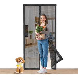Smartor Magnetic Screen Door Magnetic Closure Fits 36"x82" Doors |Polyester - Retractable Screen Door Mesh| Self Sealing|Hands Free |Keeps Bugs Out|Pet and Kid Friendly-39 Inch x 83 Inch (Fit Door 36"x82", Polyester-Black)