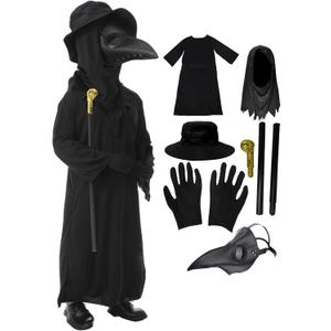 HAOSUN Plague Doctor Costume for Kids set Plague Doctor Mask Halloween Costumes for Boys