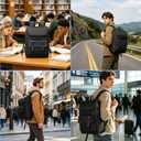 Vintage Laptop Backpack for Men and Women, 15.6 Inch, Waterproof, Business Travel Daypack for Work, Office, College (6608 black)