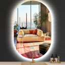 40 x 30 Inch Oval LED Backlit Mirror for Bathroom Salon Wall Horizontal/Vertical Mounted Antifog Smart Memory 3 Color 40 Inch Backlit Frameless LED Oval Lighted Vanity Mirror with Lights