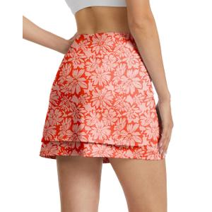 Women High Waisted Golf Skort Built-in Shorts,Ruffle Tennis Skort with Pockets Athletic Sports Skirt, M