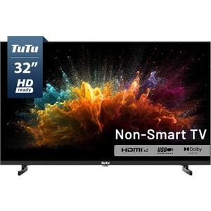 TuTu 32 Inch HD TV, 2K LED Small Flat Screen Non-Smart Television, Works with Apple TV, Fire Stick, Roku, Google, TiVo, Xumo, and Streaming Devices