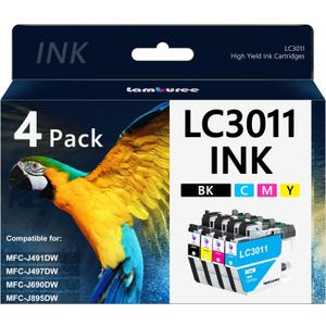 LC3011 Ink Cartridges Replacement for Brother LC3011 LC3011BK LC3011C LC3011M LC3011Y Work for MFC-J491DW MFC-J497DW MFC-J690DW MFC-J895DW Printers (4 Pack)