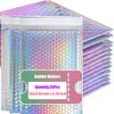 25 PCS Holographic Bubble Mailers,8.5x12 Inch Poly Padded Envelopes,Metallic Bubble Mailers,Waterproof Shipping Bags,Self Sealing Cushion Envelopes for Mailing Packaging Small Business
