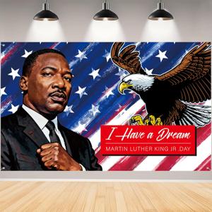 MLK Day Banner Backdrop, I Have A Dream Inspirational Quote Design, 71 x 43 Inches, Indoor Decorative Banner for Home, Classroom, Office (Blue and Red 02)