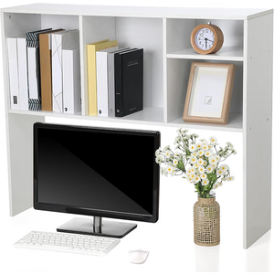 Briwooody Dorm Desk Hutch Desktop Bookshelf for College Office, White
32 x 8 x 25 Inch Desk Bookshelf with 5 Shelves 3-Tier Wood Countertop, Desk Shelf Organizer Top Only, Easy Installation