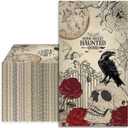 Halloween Guest Napkins Skull Crow Rose 3 Ply Disposable Paper Napkins Vintage Gothic Dinner Guest Hand Towel Napkins for Party Table Decor, 50Pcs