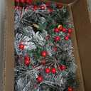 CRSMATTS Pre-Lit Artificial Christmas Garland, Snowflake Garland, White Lights 50, Decorated with Pine Cones, Berry Clusters, Plug in, Christmas Decorations, 9 Feet