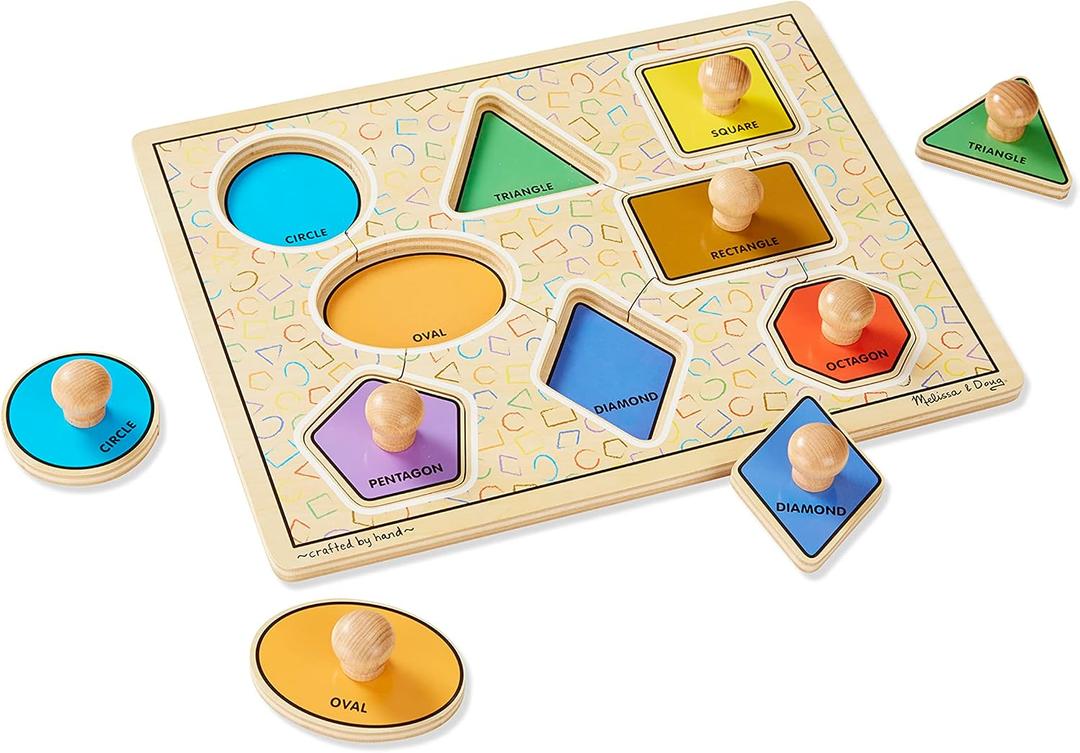 Melissa & Doug Deluxe Jumbo Knob Wooden Puzzle - Geometric Shapes (8 pcs)