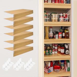 33 x 16 inch PVC Faux Wood Wire Rack Covers with 12 Holders,Set of 6,Shelf Cover for Wire Shelving,Durable and Moisture-Resistant Shelves Covers for Store,Pantry,Kitchen,Removable Closet,Office