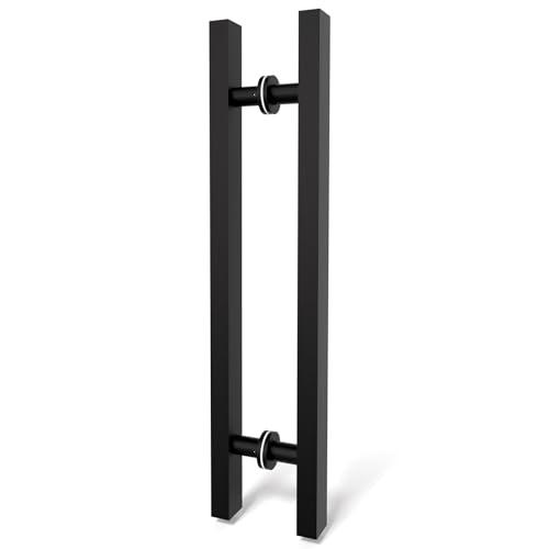 LVYIHAN Matte Black Square Barn Door Handles 12"/24"/36"/48"/59'', Pull Push Long French Door Handle Double Sided, Large Front Exterior Shower Door Pull Handles