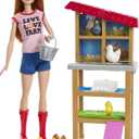 Barbie Chicken Farmer Doll, Red-Haired, and Playset with Henhouse, 3 Chickens, 2 Chicks and More, Career-Themed Toy for 3 to 7 Year Olds