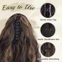 FESHFEN Claw Clip Ponytail Extensions - Long Pony Tail Hair Piece Wavy Curly Synthetic Hairpieces for Women, Brown Highlighted Strawberry Blonde 26 inch