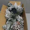 Christmas Centerpiece with 3 Candle Holders, 30 Inch Artificial Xmas Table Decor with Flocked Pine Needles, Frosted Pine Cones and Steel Base, Christmas Centerpieces for Dining Tables