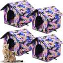 Weysat 4 Pieces Collapsible Outdoor Cat House Stray Waterproof Cat Shelter Houses for Outside Warm Feral Pet Cave for Winter Water Resistant Canvas Roof for Small pet Dog Tent Bed(House)