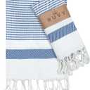 Ruvy Home Basics Turkish Hand Towels for Bathroom Set of 2 | 18"x40", Cotton | Decorative Towel for Bathroom, Kitchen, Dishcloth, Tea, Yoga, Face, Gym - Navy (Modern - 2 Pack)