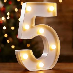 3 x LED Marquee Numbers, Small Light Up Numbers for Party, 8.58 Inch Battery Powered Lighted Number for Birthday, Night Light, Table or Home Decor (Number 5)