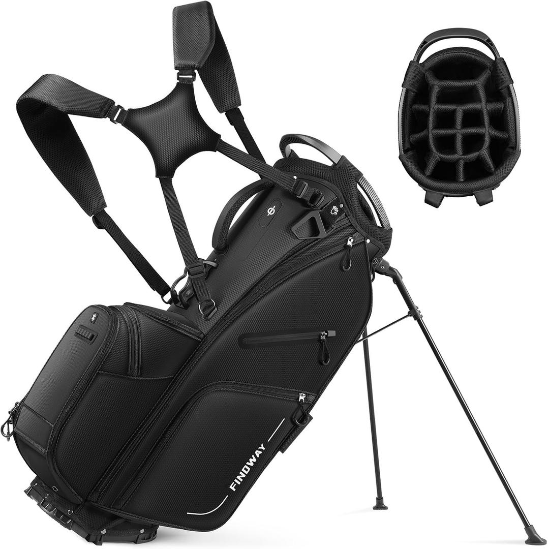 Findway 14 Way Golf Stand Bag, Lightweight Golf Bag with Stand for Men Women, Golf Club Carry Bag with Dual Strap, Rain Cover, Multiple Pockets, Golf Ball Holder