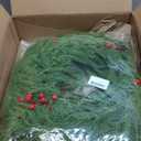 4Pcs 35" Extra Length Artificial Christmas Teardrop Swag, Faux Pine Needles Teardrop, Xmas Greenery Norfolk Wreath with Red Fruit, for Table, Door, Mantle, Fireplace Indoor and Outdoor Decor