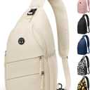 Crossbody Bags for Women Men Trendy Sling Bag Bakpack Casual Chest Bag with Convertible Shoulder Strap (Medium, Beige)
