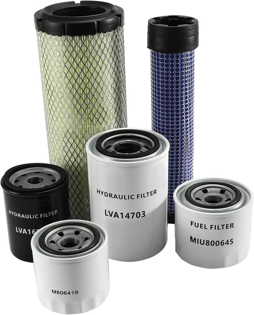 LVA16054 LVA14703 M806419 MIU800645 M131802 M131803 Filter Kit Includes Hydraulic Oil Air Fuel Filter Fits for John Deere Compact Utility Tractor 3025E 3032E 3036E 3038E