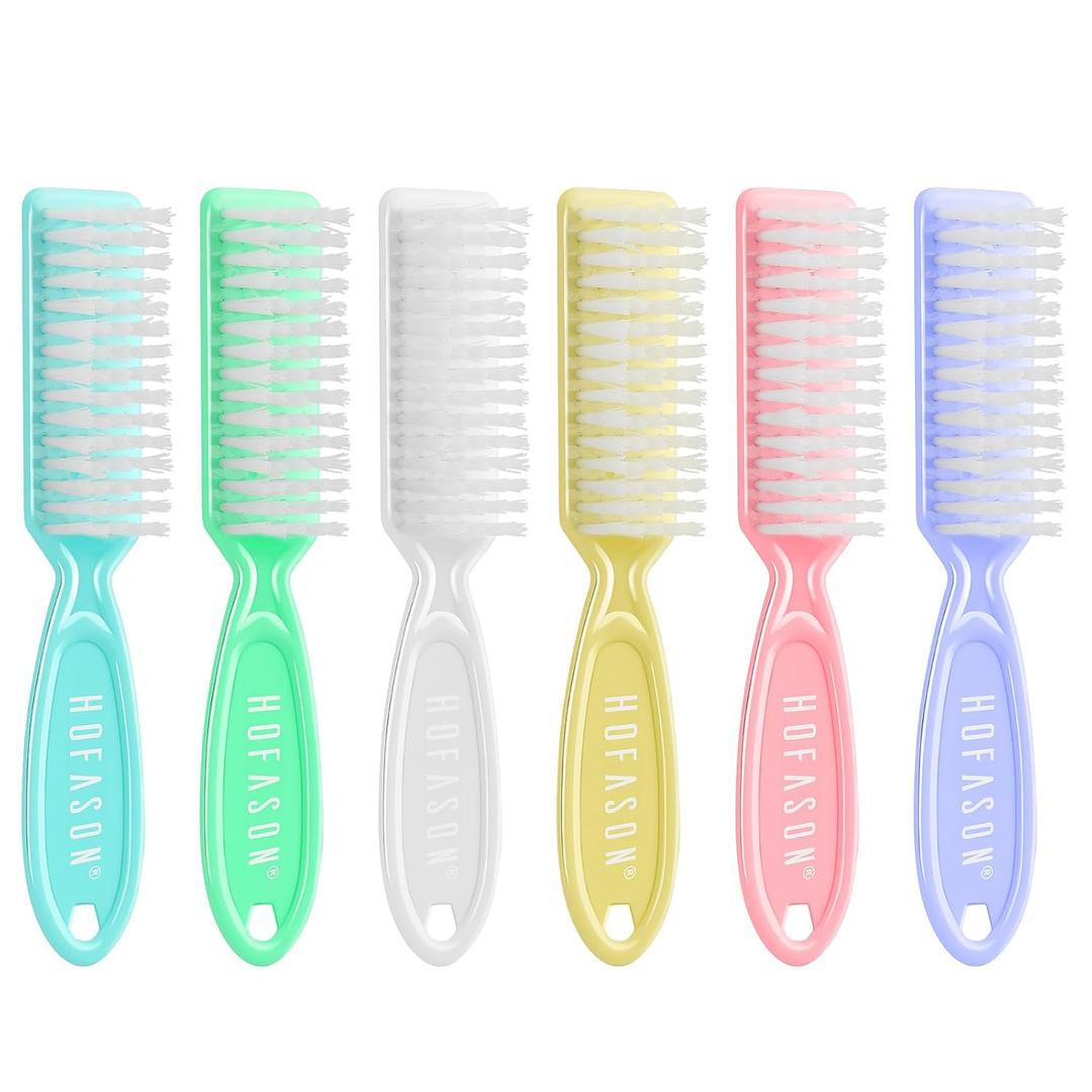 HOFASON 4 Pack Nail Brush for Cleaning Fingernails, Nail Brush Handle Grip Brush for Nail and Toenail Foot, Nail Dust Brush Manicure Pedicure Tools Scrubbing Brush Women Men Home Salon (Macaron)