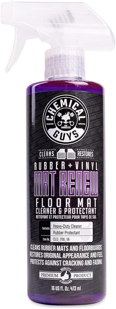 Chemical Guys Mat Renew Rubber and Vinyl Car Floor Mat Cleaner & Protectant - Cleans & Restores Rubber Liners, Running Boards, Safe for Cars, Trucks, SUVs, and More - 16 oz