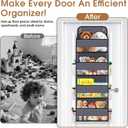 WISELIFE Over The Door Organizer Storage with 4 Large Pockets Door Hanging Organizer with Clear Windows behind The Door Storage for Nursery Bedroom Bathroom Pantry Closet and Baby Essentials Dark Grey