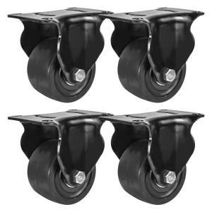 FactorDuty 3 inch Heavy Duty Polyurethane Caster Wheels Rigid Fixed None Swivel Industrial Grade Solid Low Profile Smooth and Silent 3000LB Capacity Pack of 4
