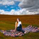 Unique Native Peruvian Throw - Vibrant Colors Lightweight Durable - Home,Yoga, Beach,Camping,Picnic,Outdoor Activities Thin Blanket 80'' x 47'' (Ancestral Icons Navy Blue)