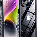 Red2Fire 2024 New for iPhone 14 Case Waterproof,[Built-in Screen Protector & Camera Protector][Full Body Shockproof][IP68 Underwater][Dustproof][Dropproof] Phone Case for iPhone 14 6.1" Black/Clear