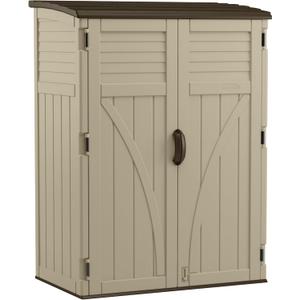 Suncast Outdoor Storage Shed, Water Resistant Resin Vertical Outdoor Storage Cabinet for Patio, Garden Tools, Cushions, & Equipment, Weatherproof Multi-Wall Design, 54 cu. ft., Made in USA