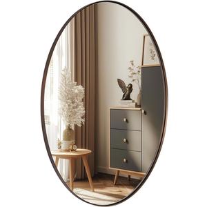 ANDY STAR Bronze 22x30 Oval Bathroom Mirror, Sturdy Stainless Steel Frame, Anti-Scratch Glass, Modern Brushed Bronze Finish, Easy Wall Mount