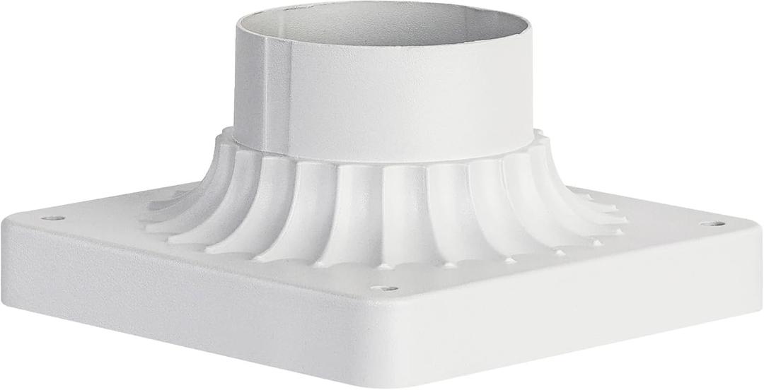 Cast Aluminum Pier Mount Base, 3" Diameter Pier Mount Adapter for Outdoor Post Light, White Pier Mounting Base for Deck Porch Patio (1 Pack)