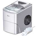 Silonn Ice Makers Countertop, 9 Cubes Ready in 6 Mins, 26lbs in 24Hrs, Self-Cleaning Ice Machine with Ice Scoop and Basket, 2 Sizes of Bullet Ice for Home Kitchen Office Bar Party, Sliver (Silver)