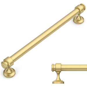 Amerdeco 10 Pack Brushed Gold Cabinet Pulls 7.5 Inch Hole Centers Cabinet Handles for Kitchen Cabinet Hardware,Cabinet Handles for Bathroom Drawer Handles IH0007