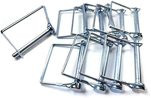 10 Pieces Wire Lock Pin, 3/8 Inch (9.21MM) Heavy Duty Safety Coupler Pin Shaft Locking Pin for Farm Trailers Wagons Lawn Garden(Square, Silver)