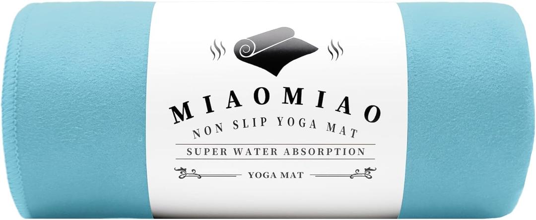 MIAOMIAO Non-Slip Hot Yoga Towel Set,Super Absorbent Microfiber in, 24.5" x 72" - Anti-Slip, Injury Free Design for Pilates, Yoga Mats, Exercise, and Fitness Gear (Light Blue)