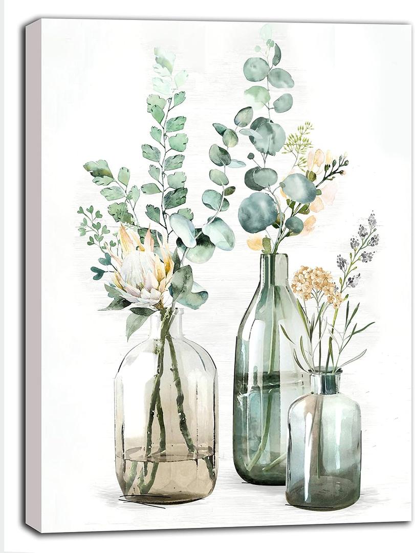 Art Knitting Paint by Number for Adults Beginner Students Kids, Gift Choice, DIY Acrylic Painting for Room Decor Canvas for Easter Day, Mother's Day (Flowers in The Bottles A- 16x20 roll)